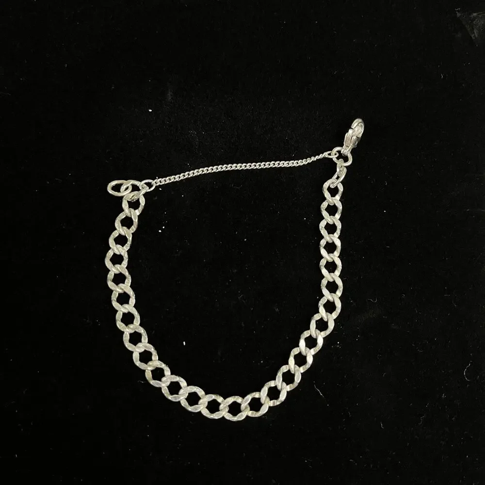 Vintage James Avery Sterling Silver Textured Link Charm Bracelet Safety Chain 7